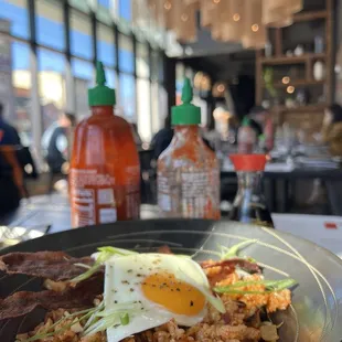 Kimchi fried rice with bacon &amp; egg (brunch menu)