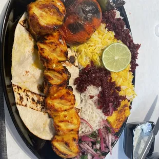 Chicken thigh kabob plate
