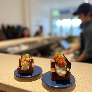 Kanpachi pineapple + coconut shrimp