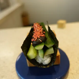 cucumber black sesame, shiso, plum