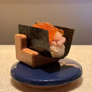 Yellowtail and scallion with ikura added