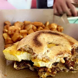 Nami Mcbagel Sandwich w/ Breakfast Potatoes 10/10