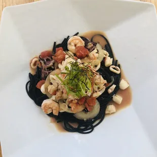 Miso cioppino squid ink pasta
