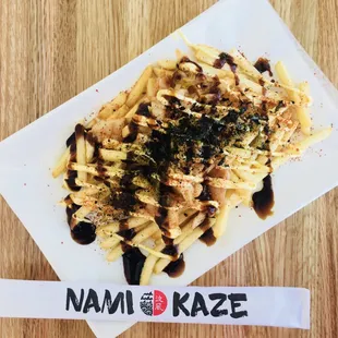 Otaku fries (kimchi on top)