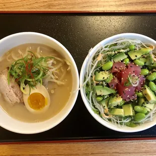 Lunch special tonkotsu ramen &amp; tuna poke bowl