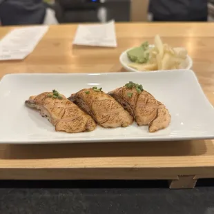 salmon belly nigiri