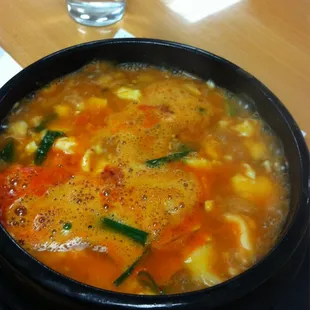 Seafood and tofu soup.