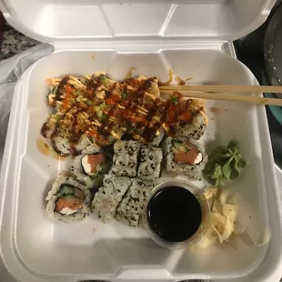 Top: crunchy spicy tuna Bottom: bagel