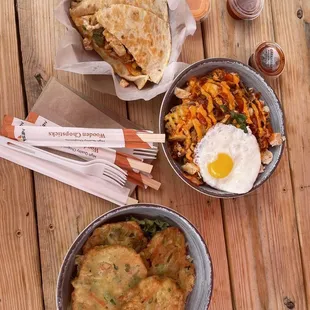 Kimchi Bul-Fries, Korean Pancakes, Quesadilla