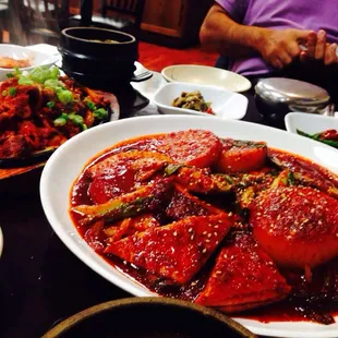 Number 9 spicy pork and number 12 skatefish must try!