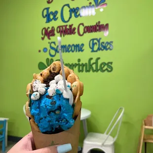 C is for cookie ice cream with heath and cookies and cream.