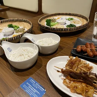 a variety of food items on a table