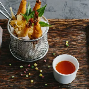 Crispy stuffed shrimp with tamarind sauce