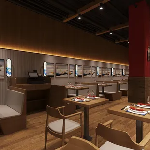 sushi and sashimi, interior
