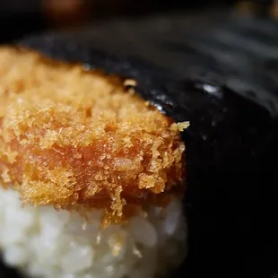 Spam katsu (close-up) - yes, that is a piece of spam in there.