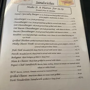 menu