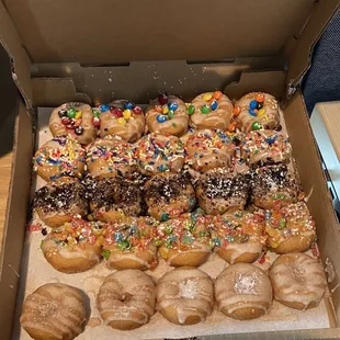 a box of mini doughnuts