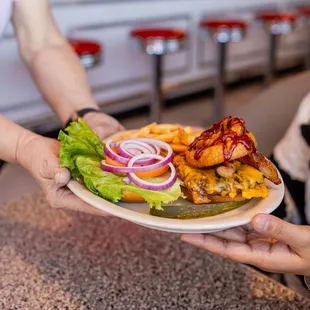 a plate of food being served