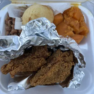 Lunch &amp; Dinner Small chicken thighs, sweet potatoes, black eyed peas