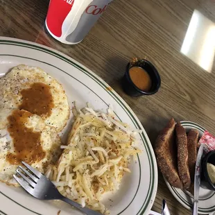 traditional breakfast with hash browns