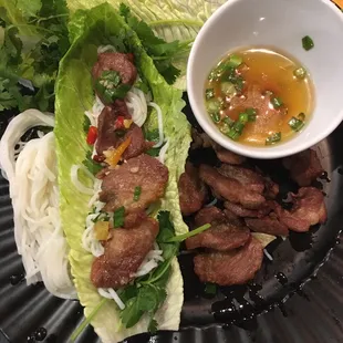 Crispy Fried Pork lettuce wrap