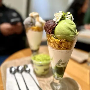 Matcha and Black Sesame Parfait + Matcha Tiramisu