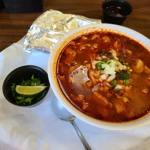 Delicious menudo! Don&apos;t forget to ask for extras if you need them.