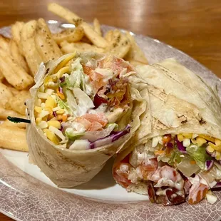 Crispy or Grilled Chicken Wrap - juicy chicken, bacon, cheese, lettuce, tomato, and ranch