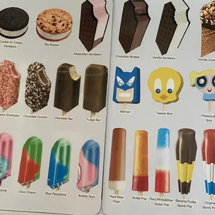 a variety of ice creams