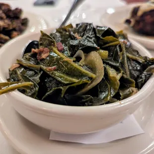 Braised Collard Greens with Bacon. $10. Family-style side.