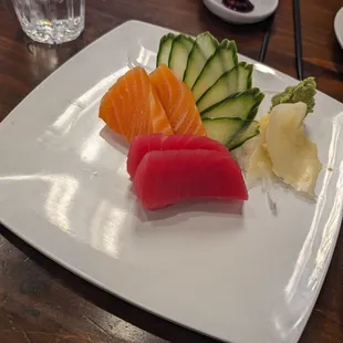 Salmon and tuna sashimi