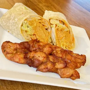 Chicken Satay Peanut Gravy Roti Wrap