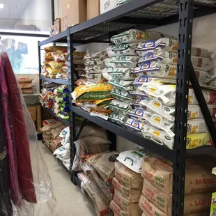 shelves of food in a grocery store
