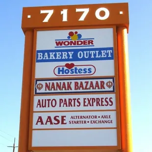 sign for wonder bakery outlet