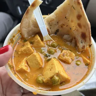 Paneer/cheese and pea curry