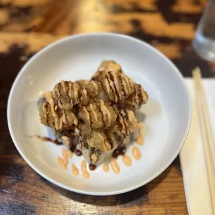 Crispy Roll Crispy Roll Crispy Roll- side is spicy mayo