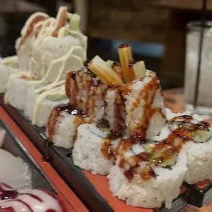 two trays of sushi