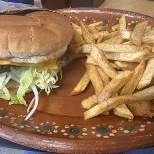 Cheeseburger and homemade fries. (1/14/2024)