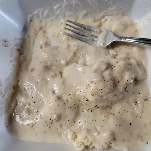 Stopped in to get wife and daughter doughnuts and saw a sign that said "World's best biscuits and gravy".