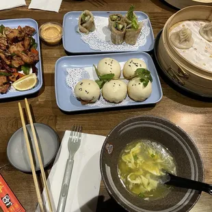 Szechuan Chicken, Beef Pancake Roll, Signature Bao, Xiao Long Soup Buns, Egg Drop Soup