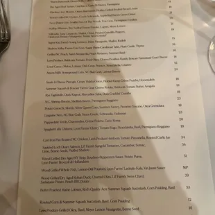 Menu - very extensive