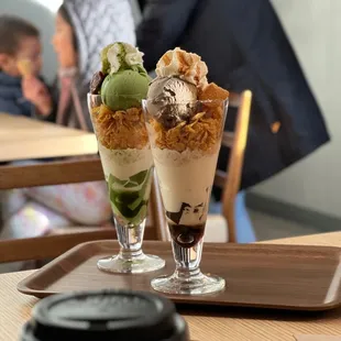 Matcha &amp; Hojicha Parfaits