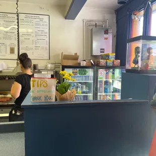 a woman at the counter