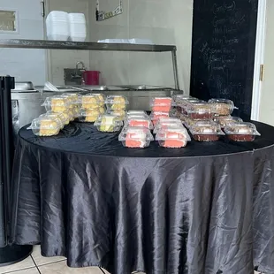 a table with food on it