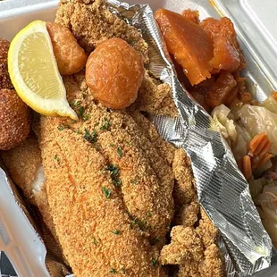 Catfish fillet 2, yams &amp; cabbage