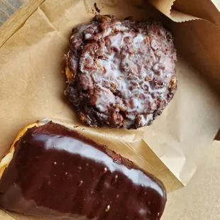 Bavarian creme donut and apple fritter