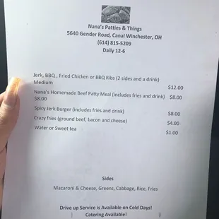 Menu and prices