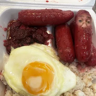 a meal in a styrofoam container