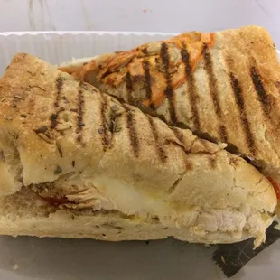 Grilled chicken panini was delightful! That bread is pretty yumm