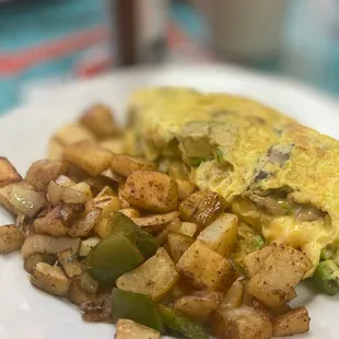Omelette with country potatoes. Fresh!